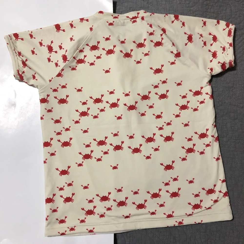 FIN & VINCE Crab Print Kids Rash-guard Top • 8 Unisex